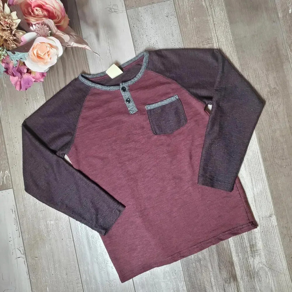 Rustic Blue Boys Long Sleeve Marled Baseball Raglan Henley Tee Size Small - Picture 14 of 15